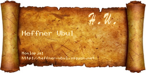 Heffner Ubul névjegykártya